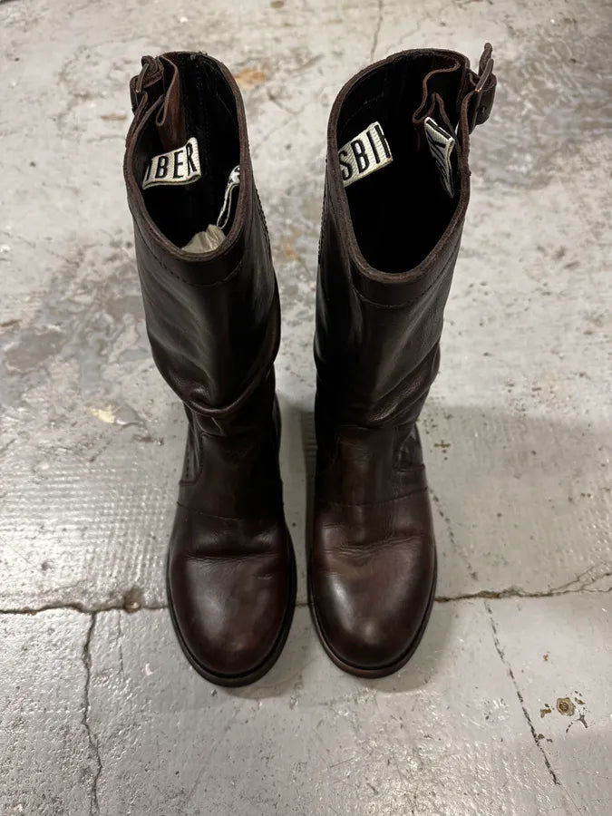 Dirk Bikkembergs Brown Eroded Leather Boots pWhWeqm 2