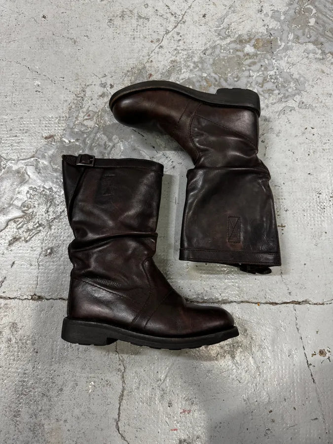 Dirk Bikkembergs Brown Eroded Leather Boots pWhWeqm 1