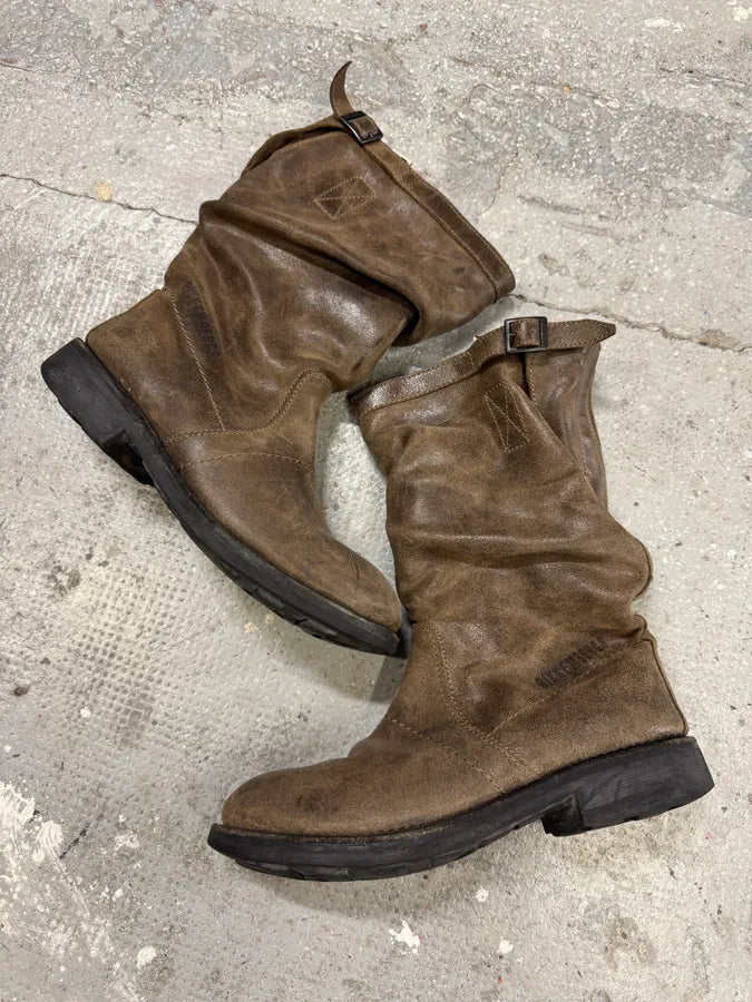Dirk Bikkembergs Brown Leather Ankle Biker Boots (44eu/us10) FNYwRSI 0
