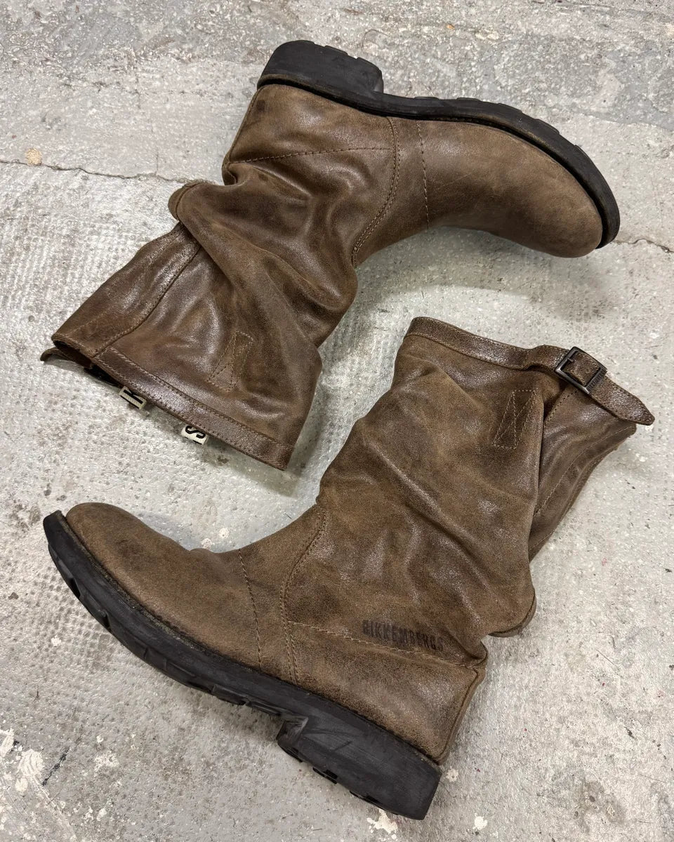 Dirk Bikkembergs Brown Leather Ankle Biker Boots (44eu/us10) FNYwRSI 1