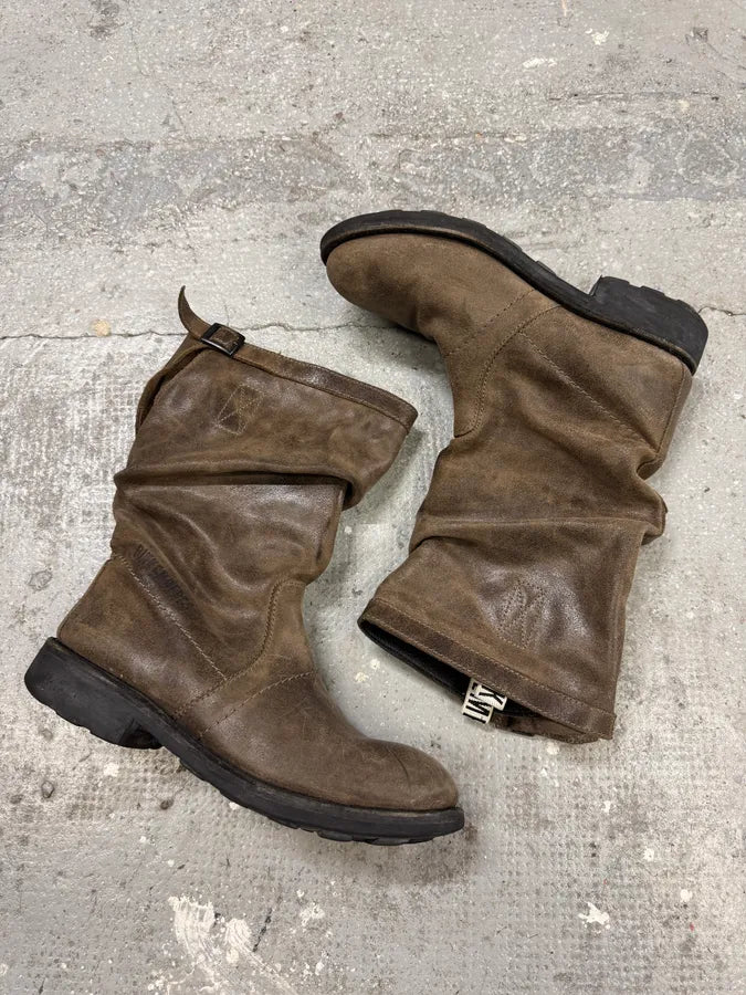 Dirk Bikkembergs Brown Leather Ankle Biker Boots (44eu/us10) FNYwRSI 8