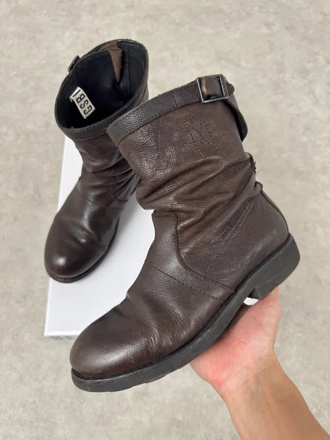 Dirk Bikkembergs Brown Leather Biker Boots hZMbdTm 0