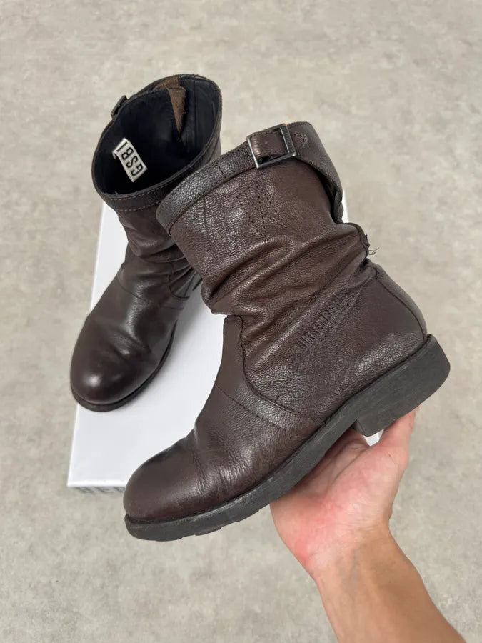 Dirk Bikkembergs Brown Leather Biker Boots hZMbdTm 1