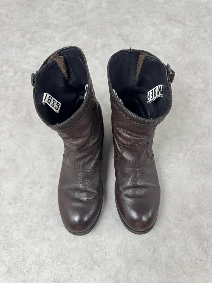 Dirk Bikkembergs Brown Leather Biker Boots hZMbdTm 2