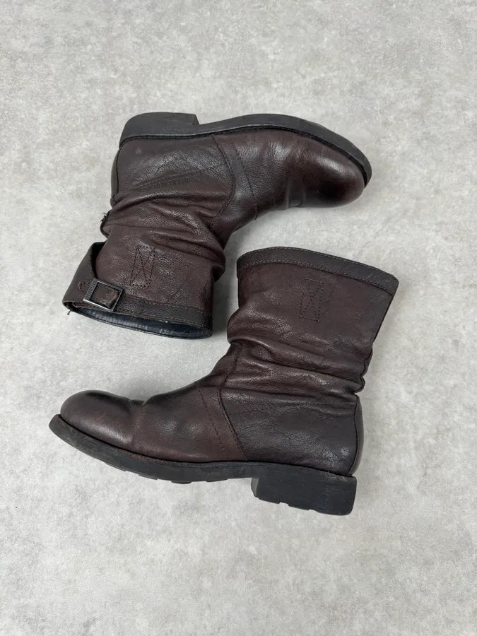 Dirk Bikkembergs Brown Leather Biker Boots hZMbdTm 7