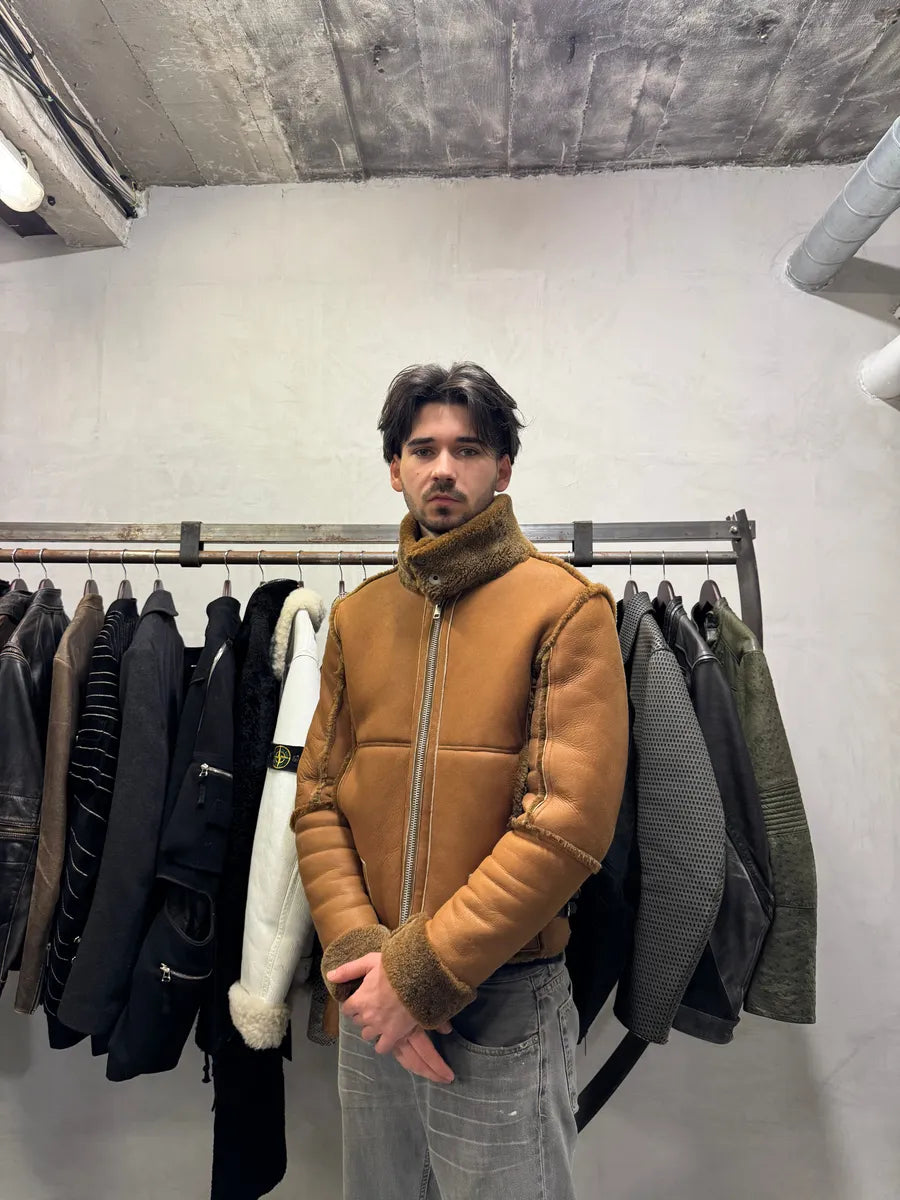 Dirk Bikkembergs Brown Sheep Leather Shearling Jacket mPMnDPs 10
