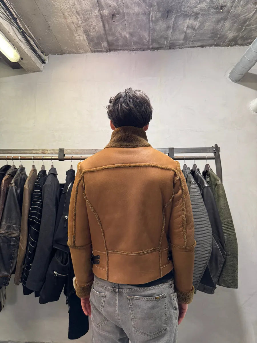 Dirk Bikkembergs Brown Sheep Leather Shearling Jacket mPMnDPs 12