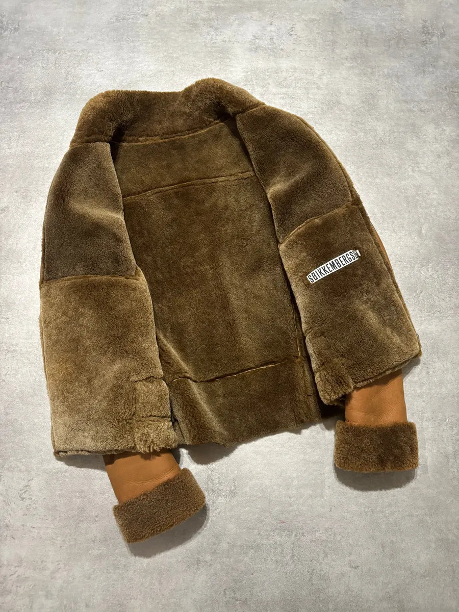 Dirk Bikkembergs Brown Sheep Leather Shearling Jacket mPMnDPs 2