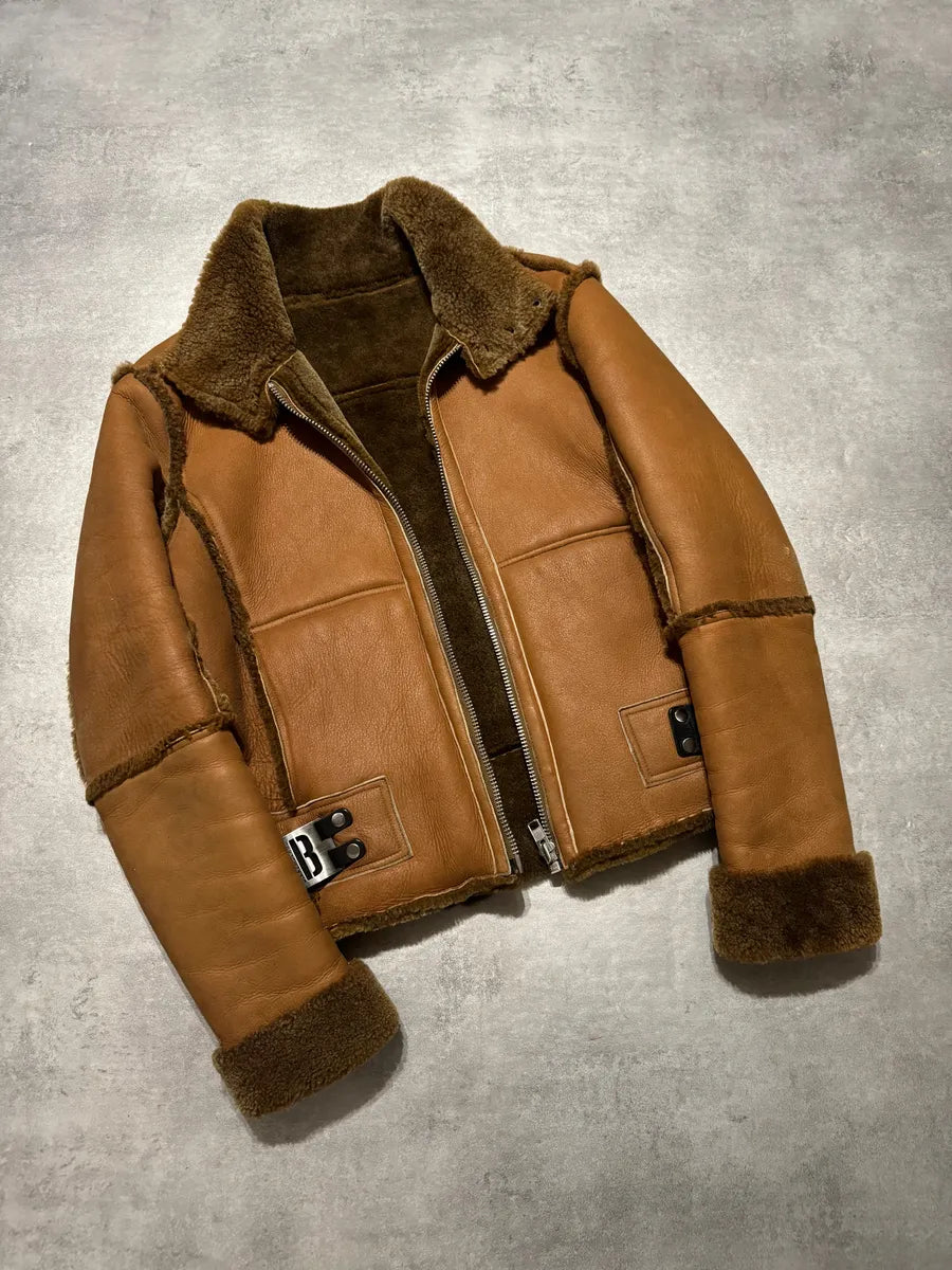 Dirk Bikkembergs Brown Sheep Leather Shearling Jacket mPMnDPs 3