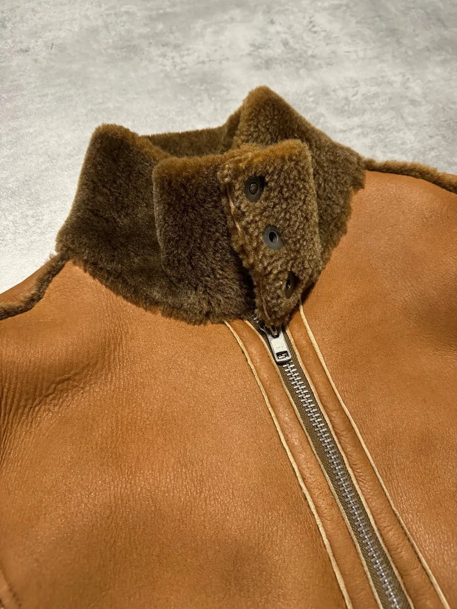 Dirk Bikkembergs Brown Sheep Leather Shearling Jacket mPMnDPs 5