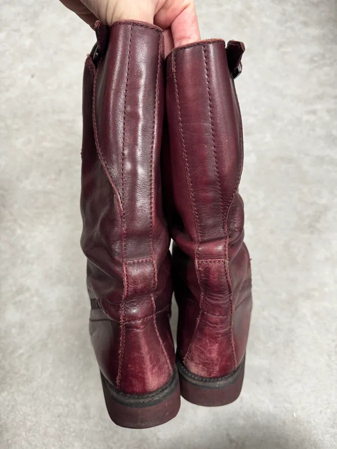 Dirk Bikkembergs Burgundy Leather Ankle Boots SSHpLNy 6