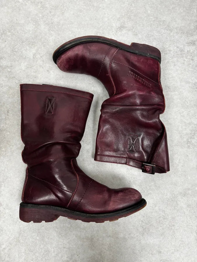 Dirk Bikkembergs Burgundy Leather Ankle Boots SSHpLNy 2