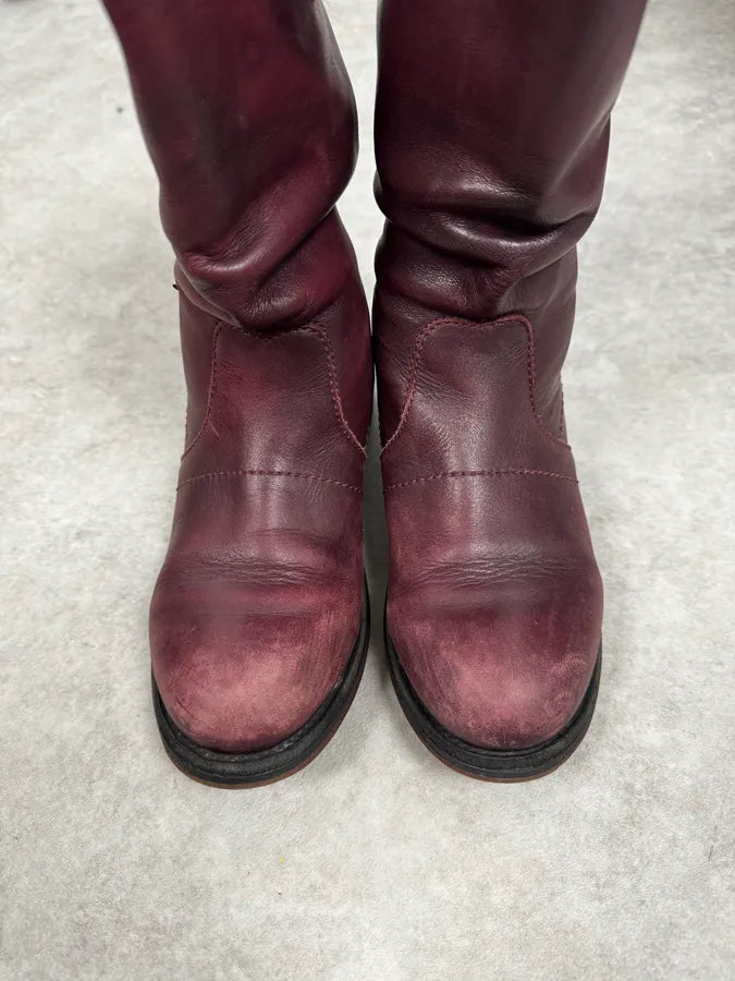 Dirk Bikkembergs Burgundy Leather Ankle Boots SSHpLNy 3