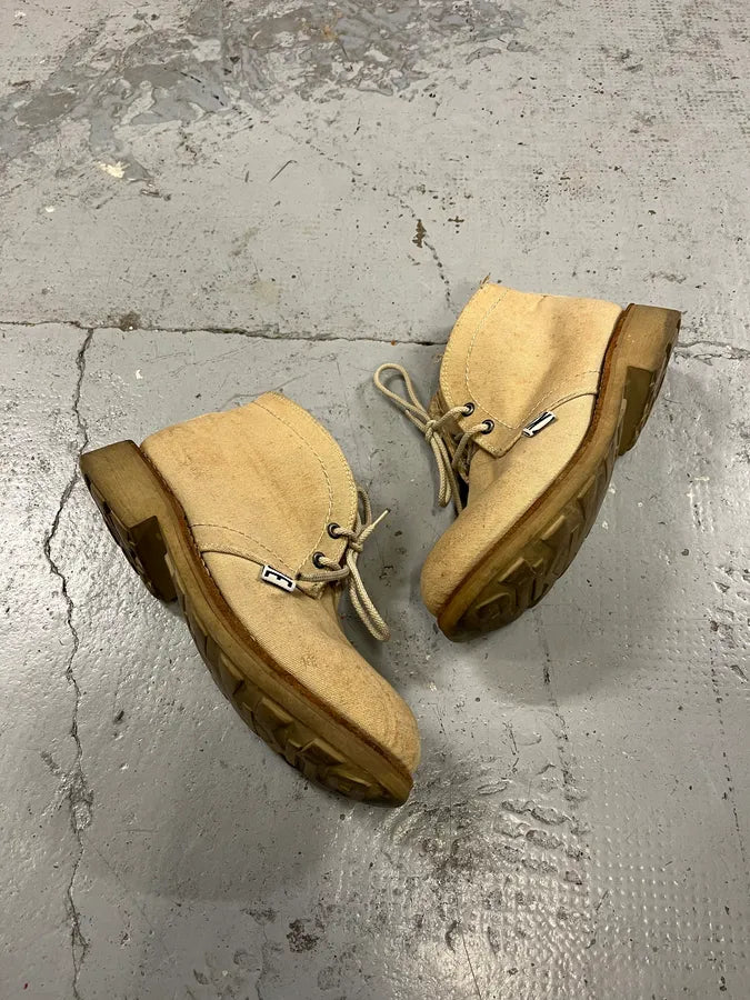 2000s Dirk Bikkembergs Canvas Beige Boots phtAcHx 1