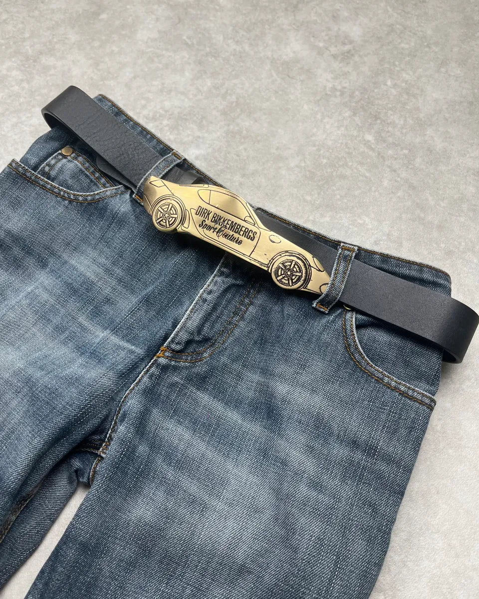 Dirk Bikkembergs Car Buckle Black Leather Belt fmBMoBw 0