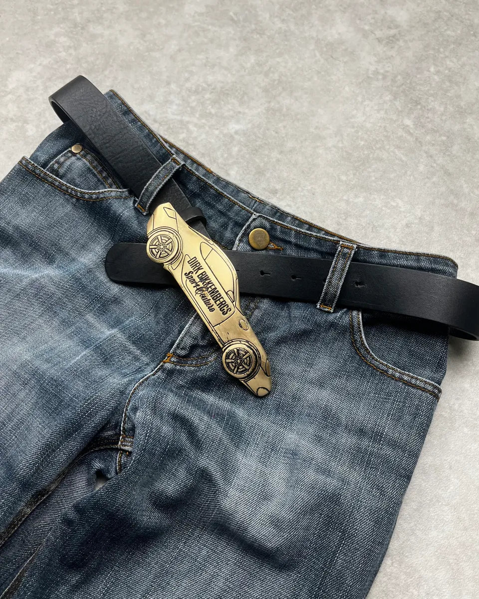 Dirk Bikkembergs Car Buckle Black Leather Belt fmBMoBw 1