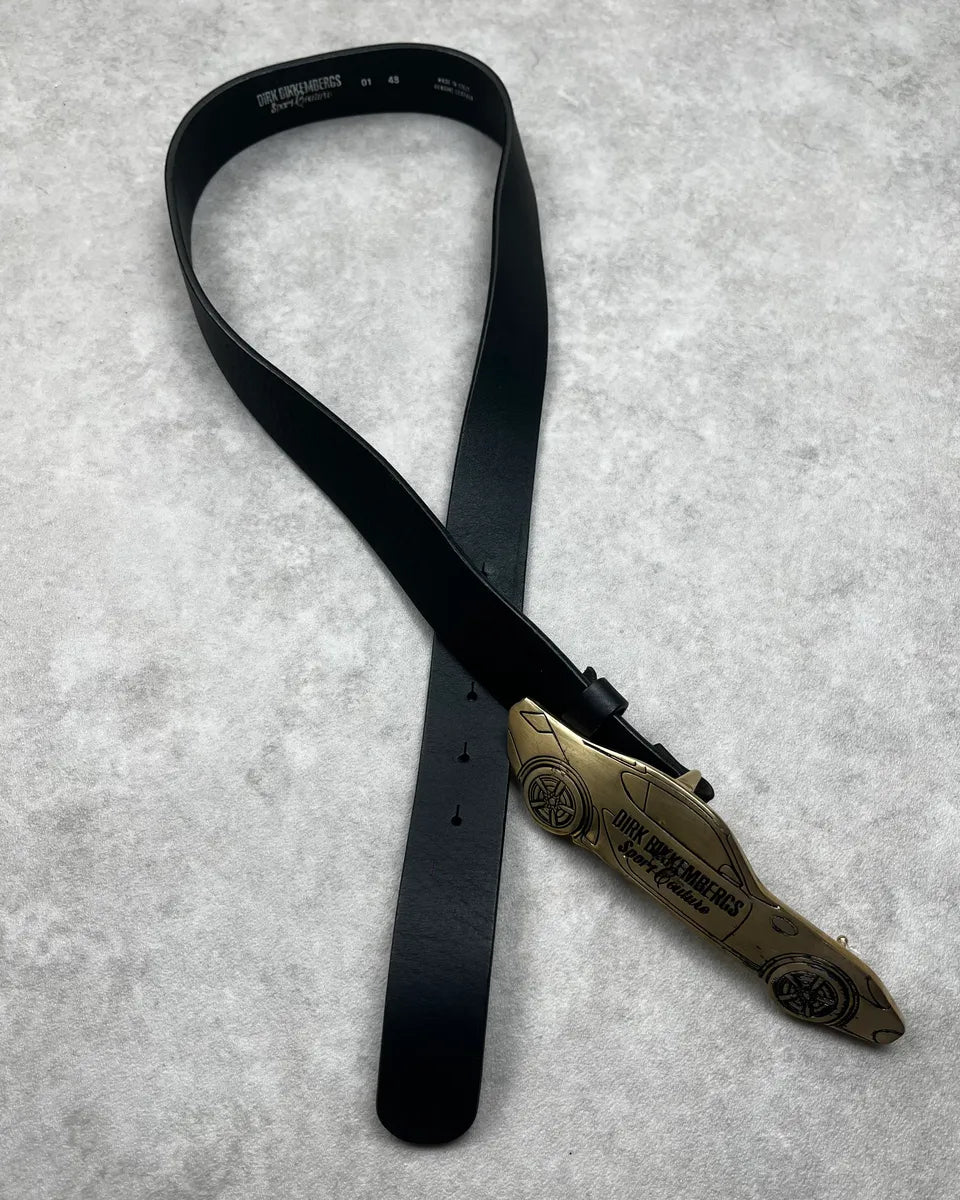Dirk Bikkembergs Car Buckle Black Leather Belt fmBMoBw 2