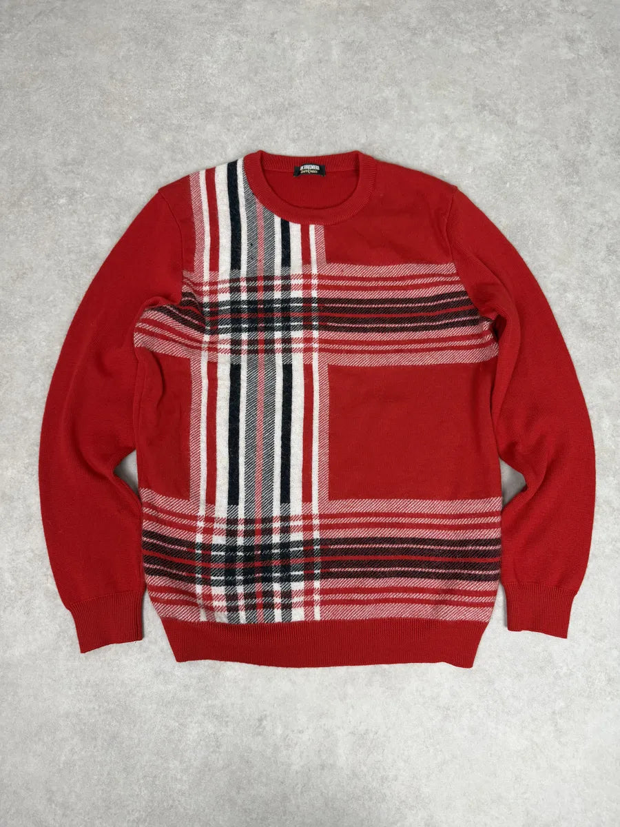 Dirk Bikkembergs Red Wool Checkered Sweater SsJsNNN 0