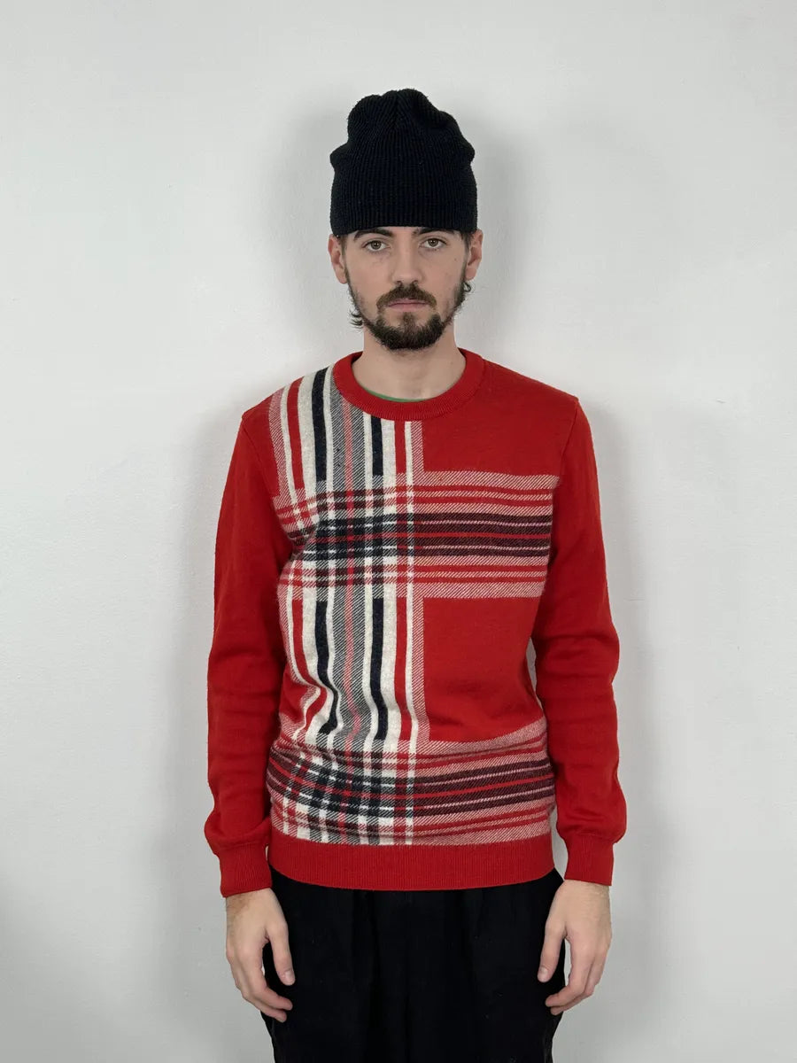 Dirk Bikkembergs Red Wool Checkered Sweater SsJsNNN 1