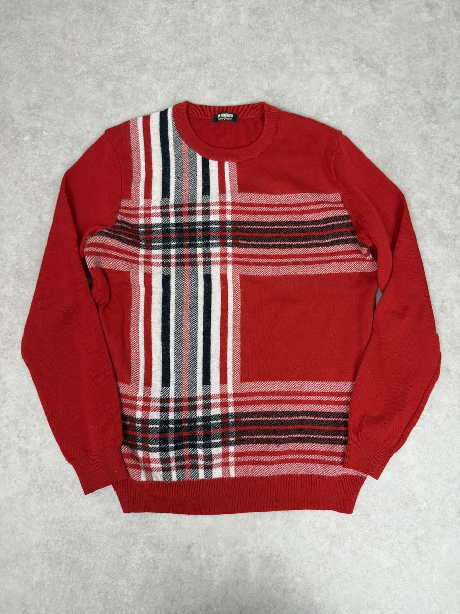 Dirk Bikkembergs Red Wool Checkered Sweater SsJsNNN 3