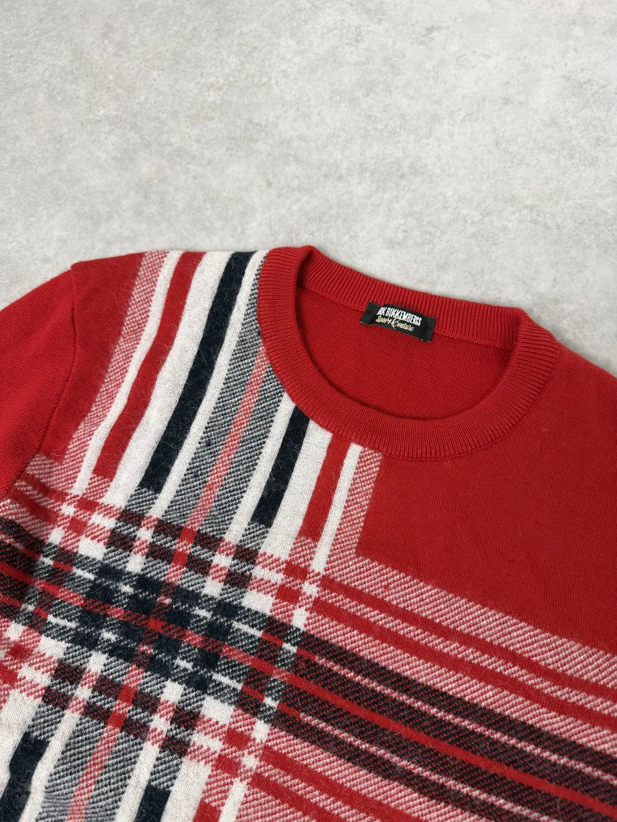 Dirk Bikkembergs Red Wool Checkered Sweater SsJsNNN 7