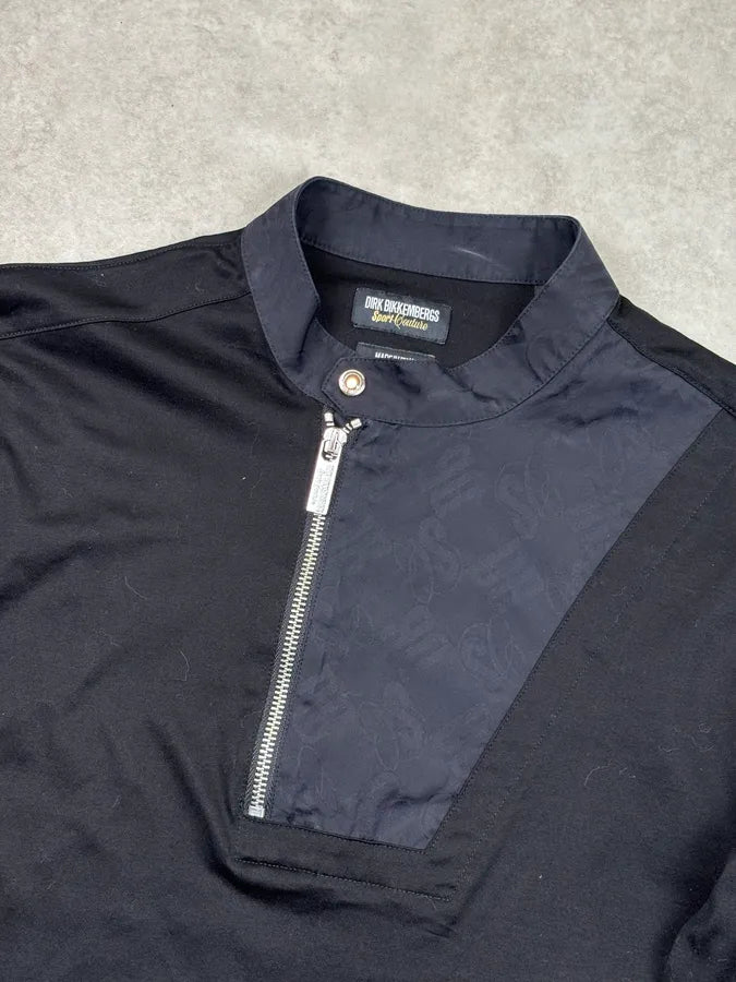 Dirk Bikkembergs Sport Couture Black Nylon Zip Polo Longsleeve YTsFxbB 3