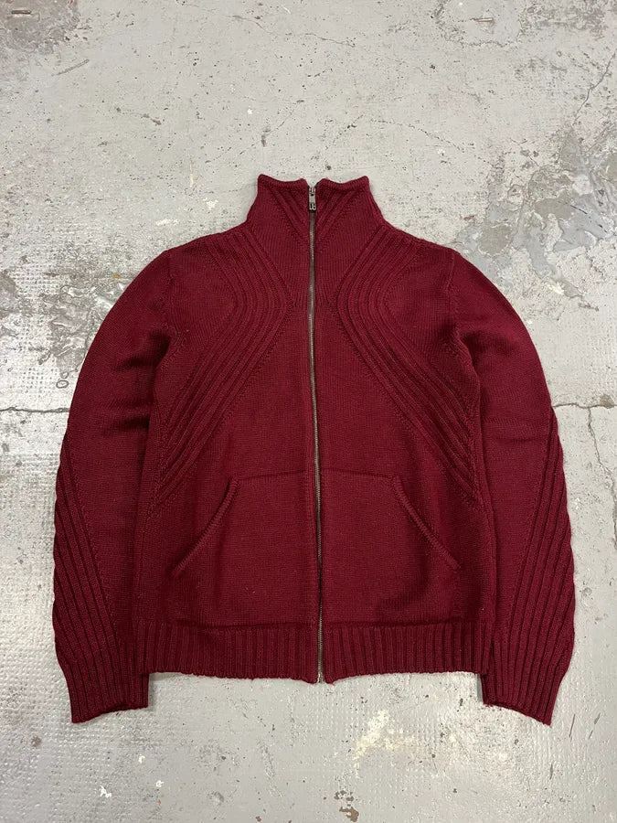 Dirk Bikkembergs Symetrical Burgundy Wool Zip-Up Sweatee QbSeDtu 2