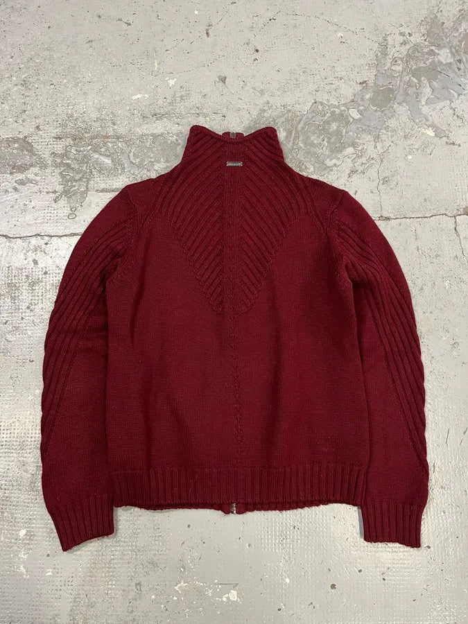 Dirk Bikkembergs Symetrical Burgundy Wool Zip-Up Sweatee QbSeDtu 5
