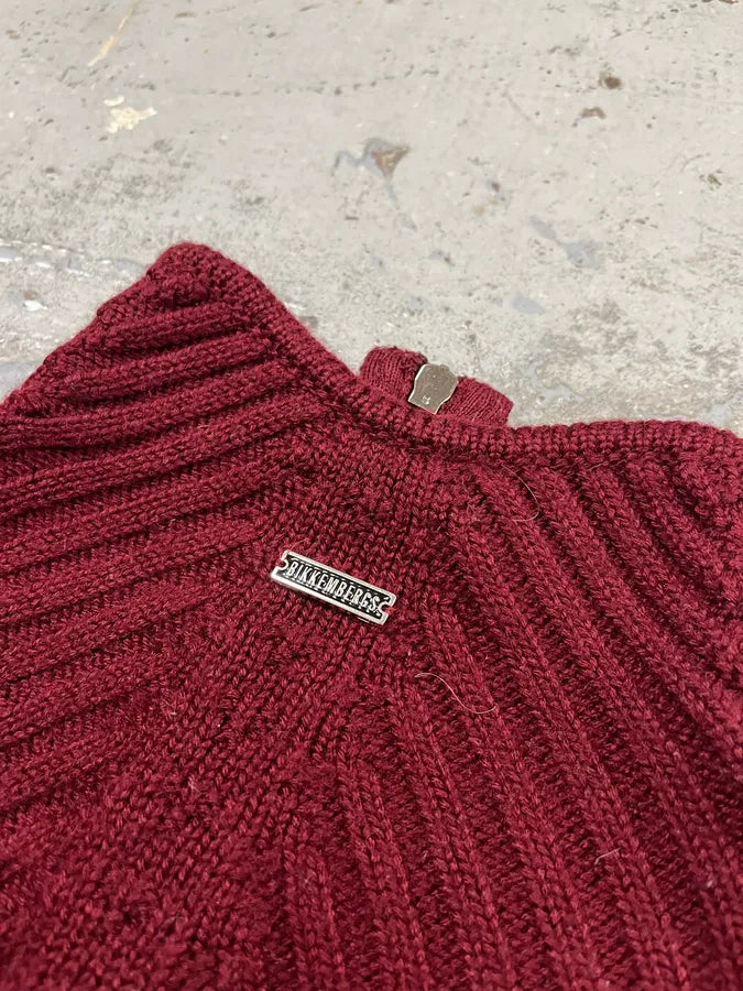 Dirk Bikkembergs Symetrical Burgundy Wool Zip-Up Sweatee QbSeDtu 6