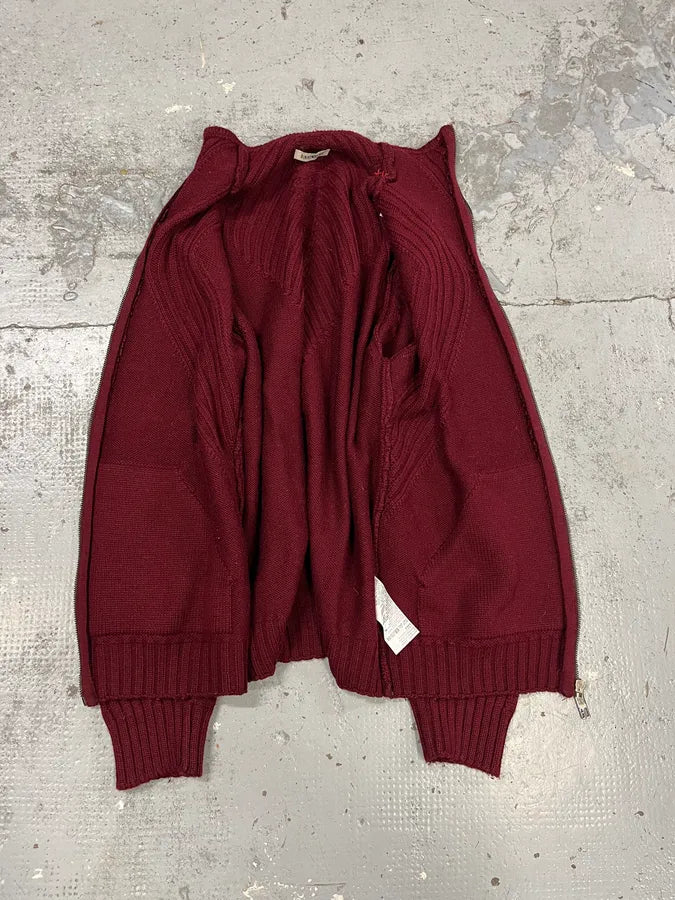 Dirk Bikkembergs Symetrical Burgundy Wool Zip-Up Sweatee QbSeDtu 7