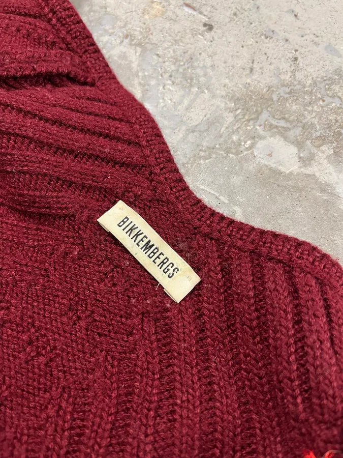 Dirk Bikkembergs Symetrical Burgundy Wool Zip-Up Sweatee QbSeDtu 8