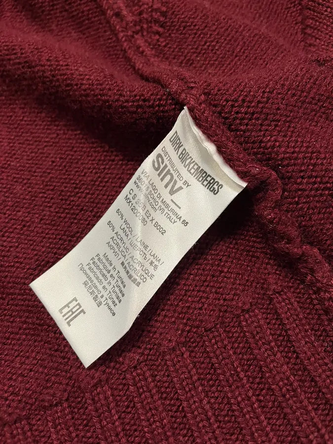 Dirk Bikkembergs Symetrical Burgundy Wool Zip-Up Sweatee QbSeDtu 9