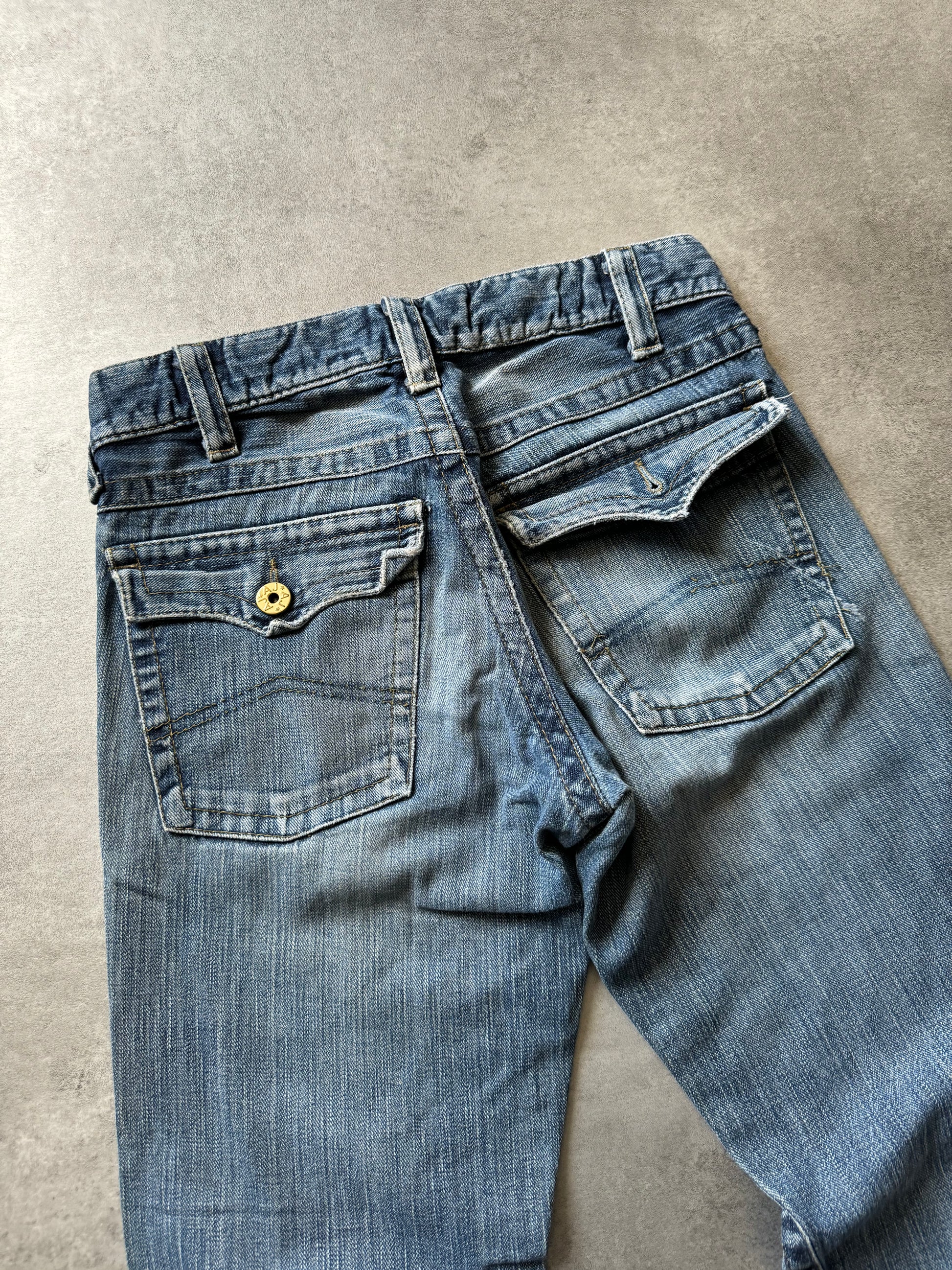 2000s Armani Aero Flared Eclipse Denim Jeans (S) - 7