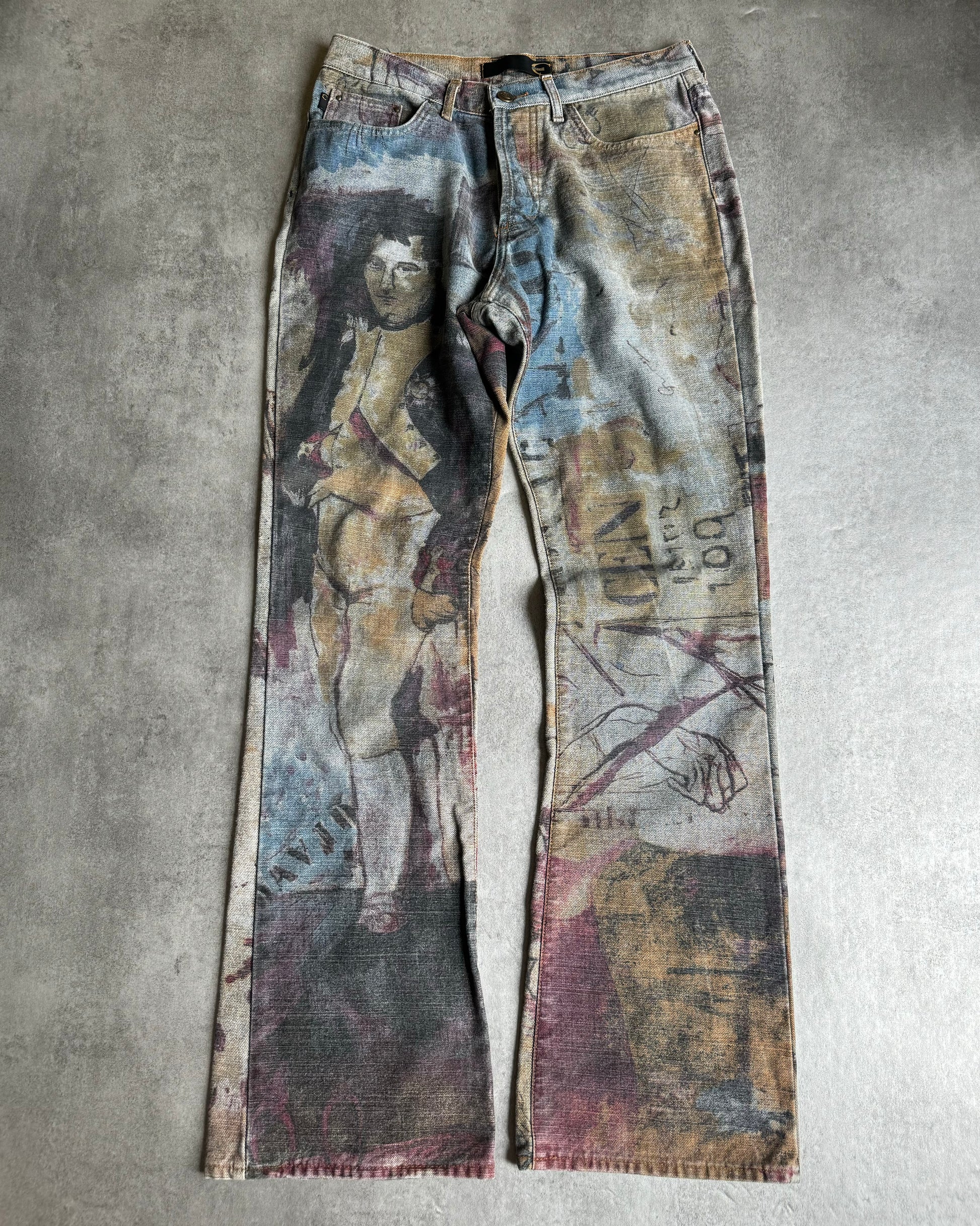 2000s Cavalli Archive French Dynasty Napoleon Denim Pants (S) - 1