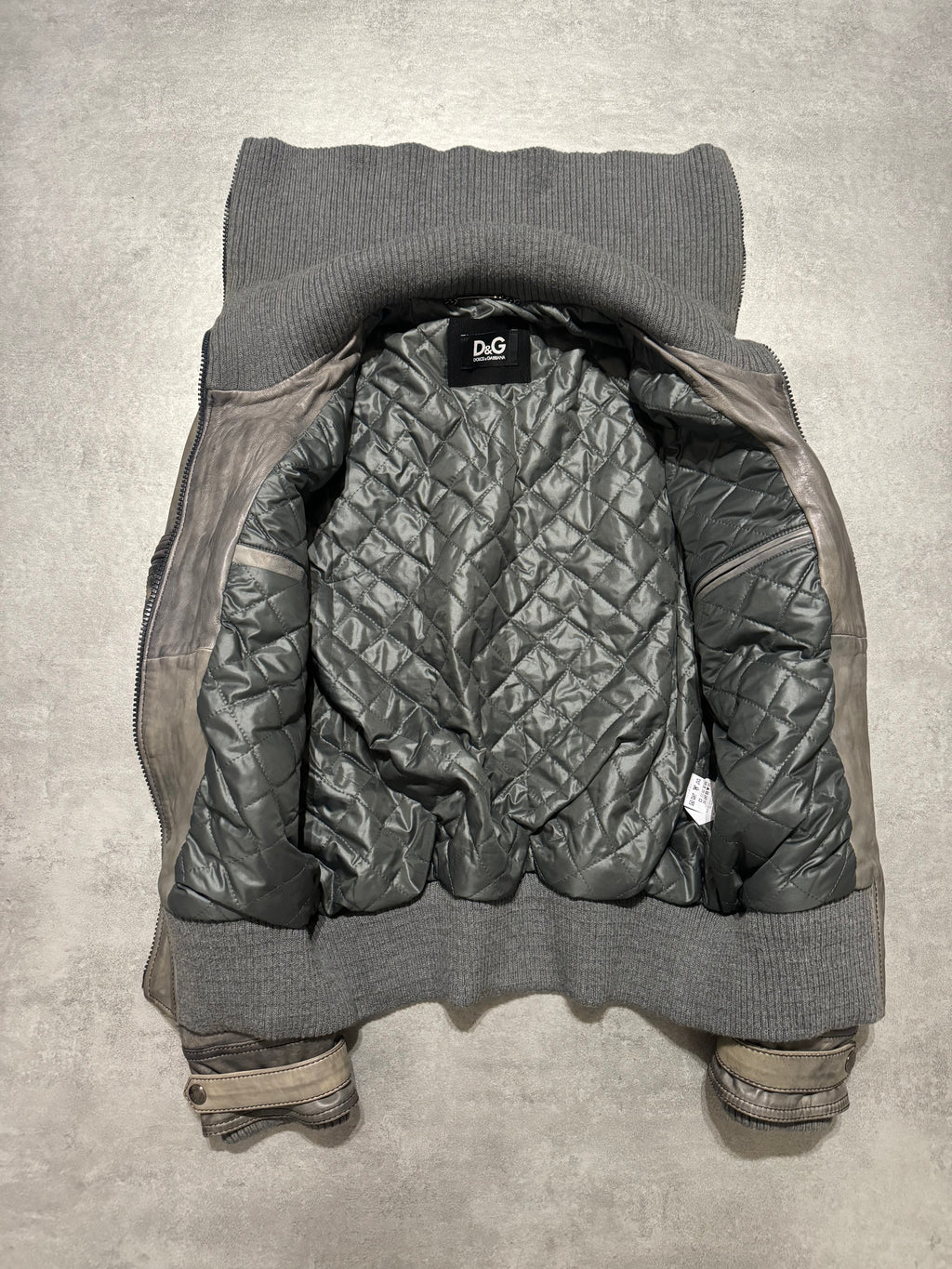 2000s Dolce & Gabbana Multi Zips Grey Archive Leather Jacket