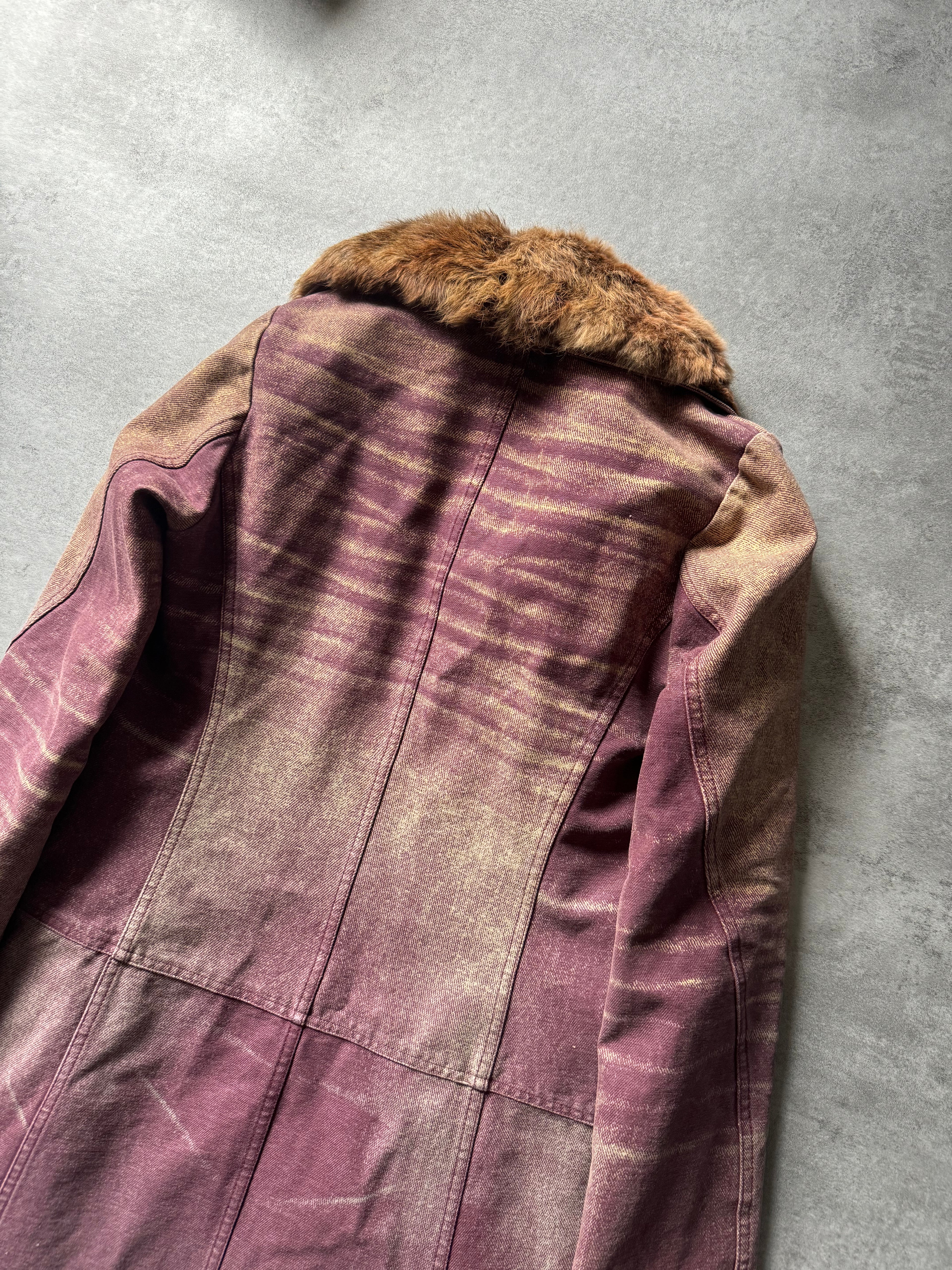 SS2004 Cavalli Sunset Faded Purple Trench Coat (S) - 4