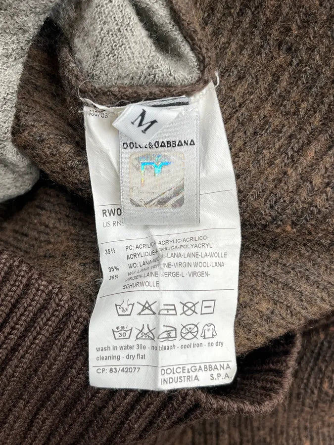 2000s Dolce & Gabanna Brown & Grey Wool Hooded Sweater AStdItZ 7