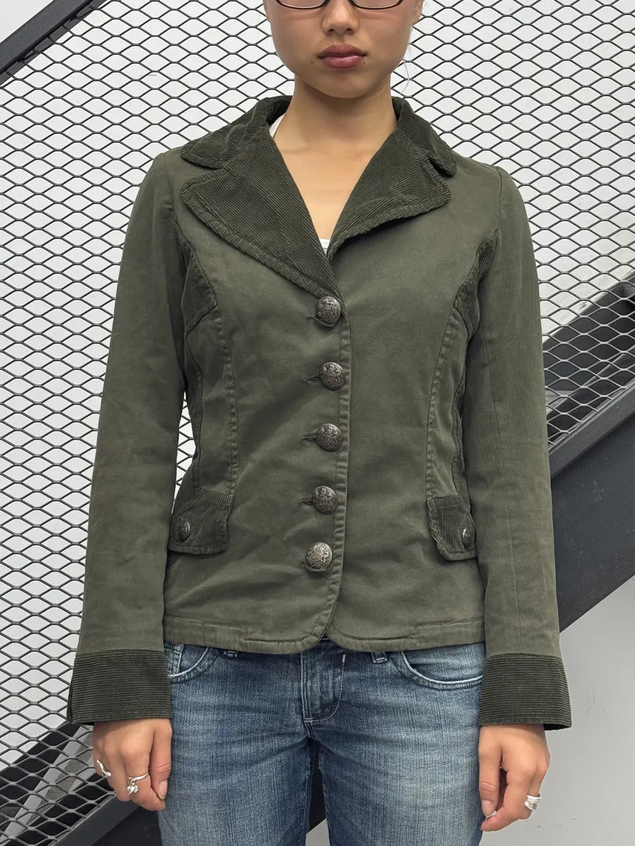 SS2006 Dolce & Gabanna Buttoned Khaki Green Jacket  OMjkweL 0