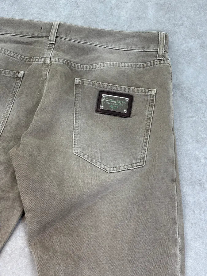 2000s Dolce & Gabbana Distressed Beige Denim Jeans hGCqlXf 7