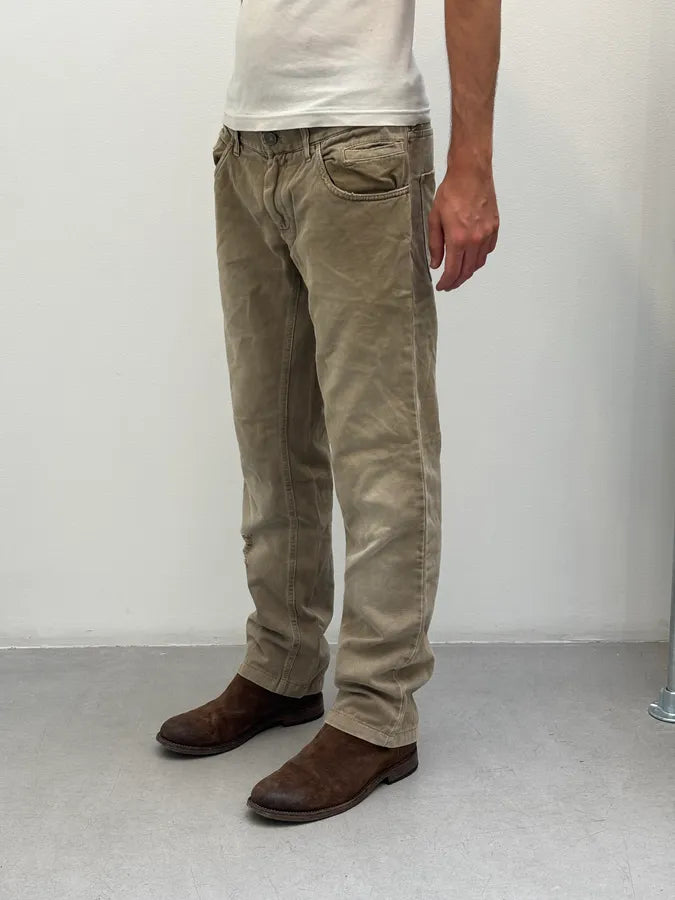 2000s Dolce & Gabbana Distressed Beige Denim Jeans hGCqlXf 2
