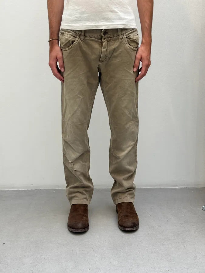 2000s Dolce & Gabbana Distressed Beige Denim Jeans hGCqlXf 1