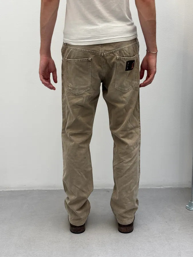 2000s Dolce & Gabbana Distressed Beige Denim Jeans hGCqlXf 3