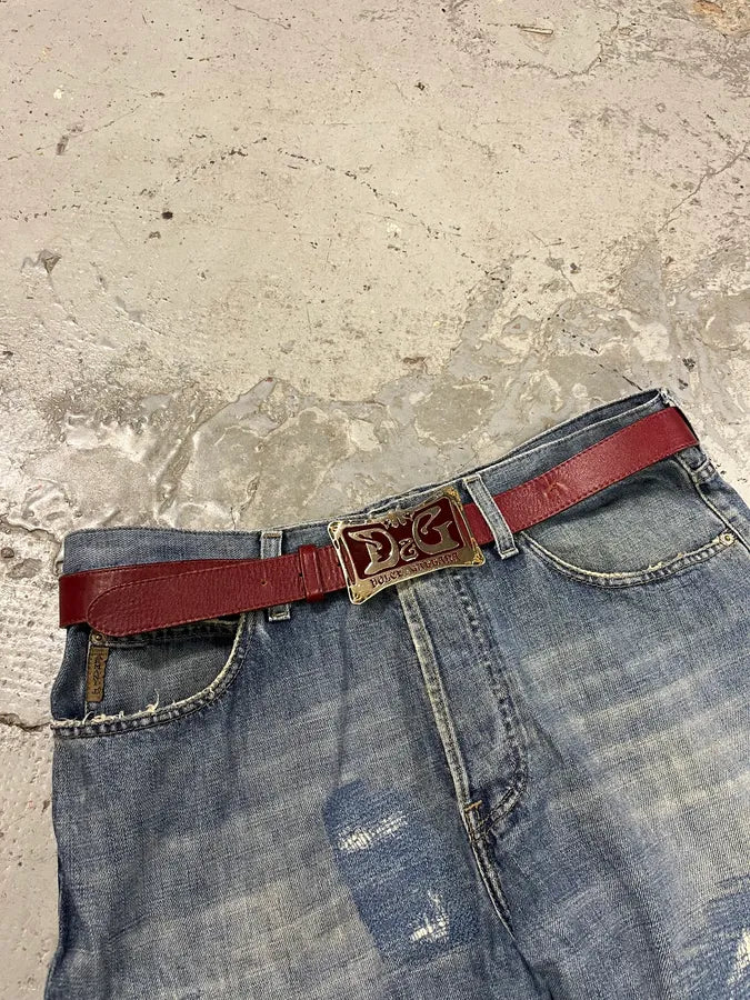 Dolce & Gabbana Art Déco Buckle Burgundy Belt rZWVNFo 1