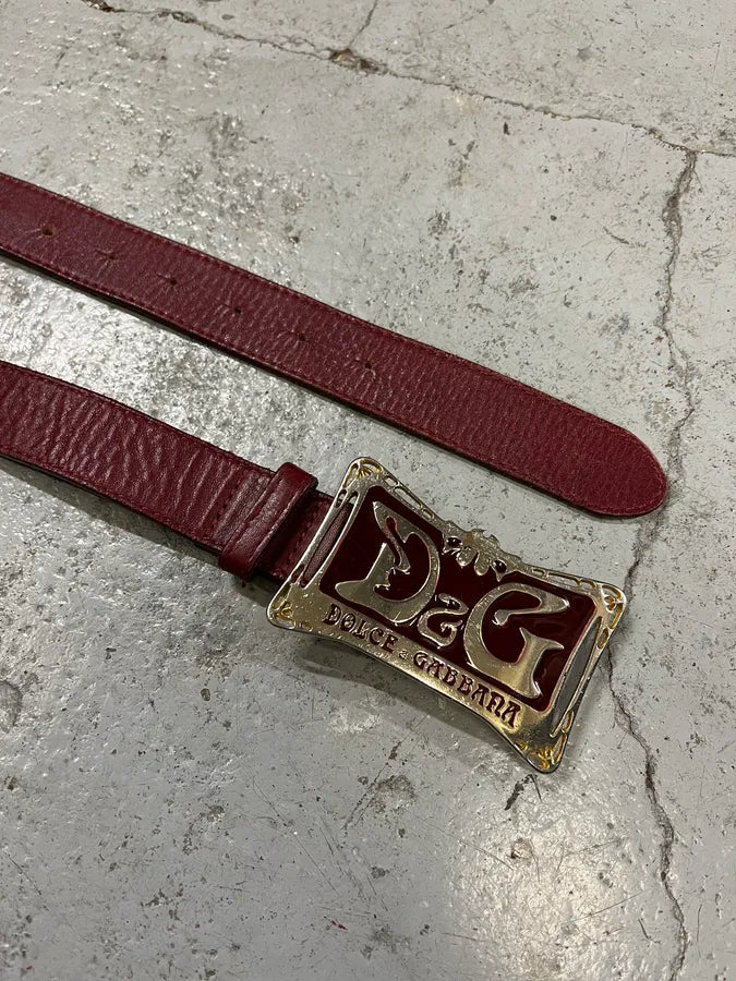 Dolce & Gabbana Art Déco Buckle Burgundy Belt rZWVNFo 3