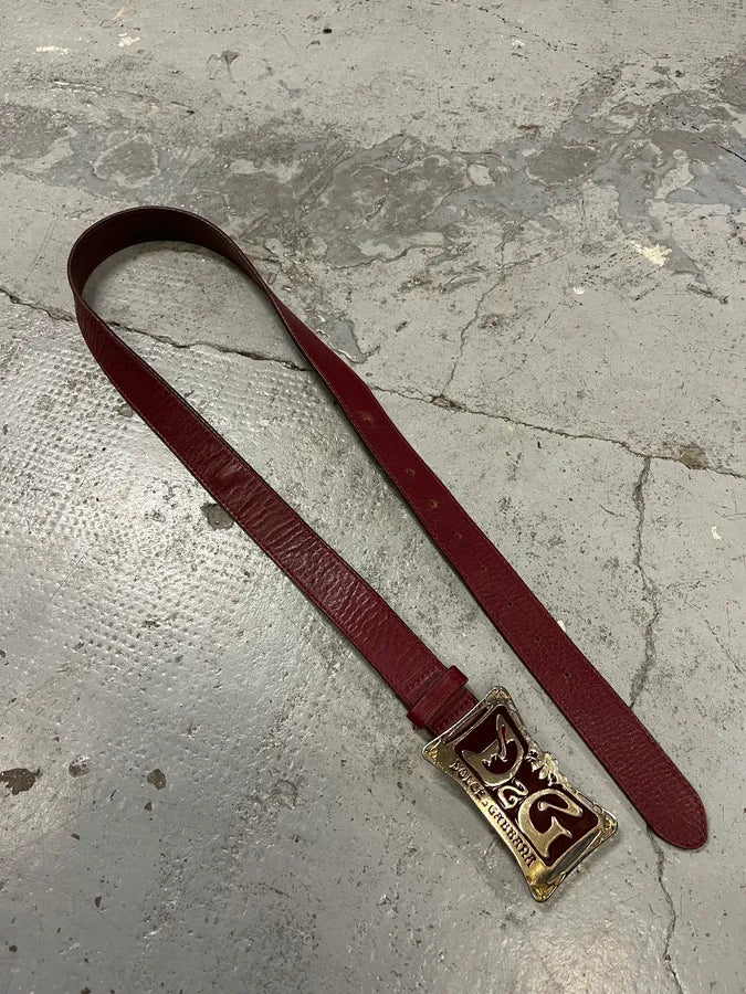 Dolce & Gabbana Art Déco Buckle Burgundy Belt rZWVNFo 4