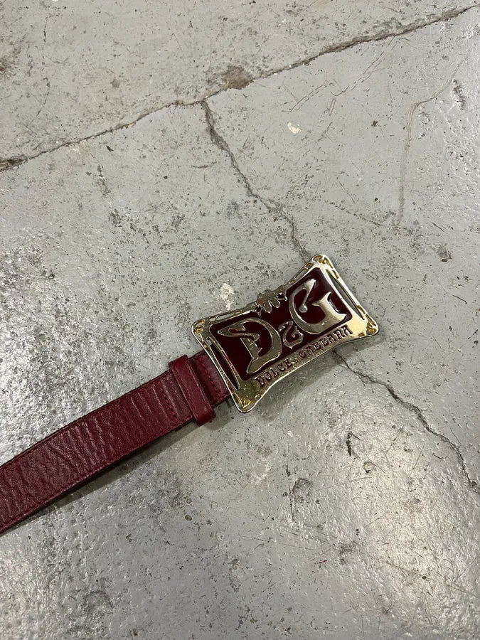 Dolce & Gabbana Art Déco Buckle Burgundy Belt rZWVNFo 5