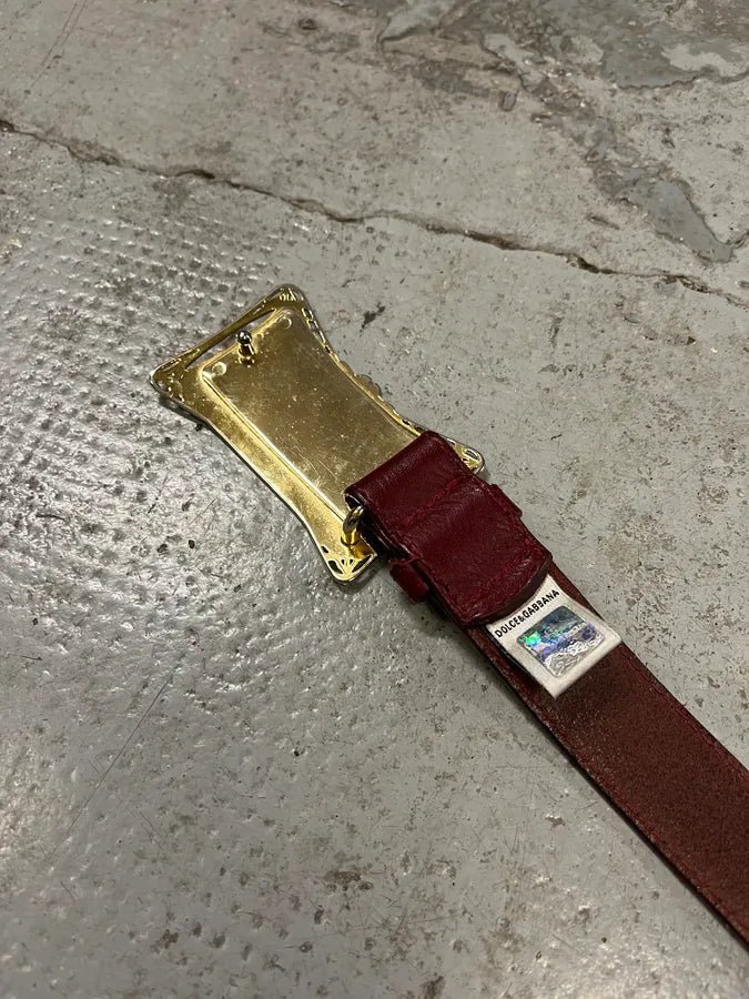 Dolce & Gabbana Art Déco Buckle Burgundy Belt rZWVNFo 6