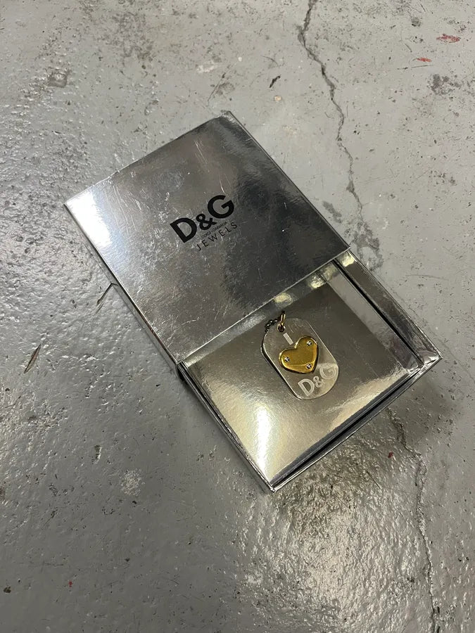 Dolce & Gabbana Ball Chain Golden Heart Dog Tag Necklace YWHBBKS 6