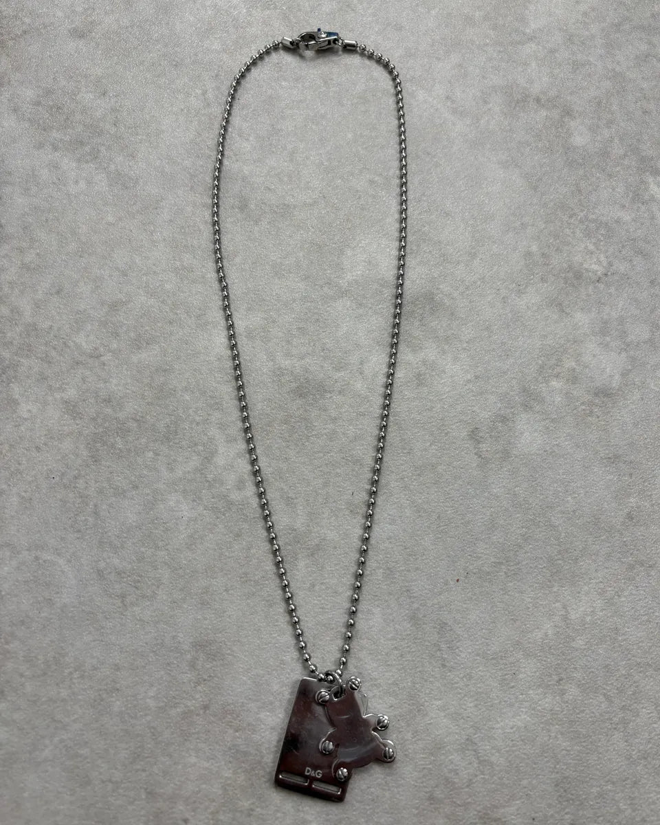 Dolce & Gabbana Bear Charm Dog Tag Necklace qAvCrLZ 0