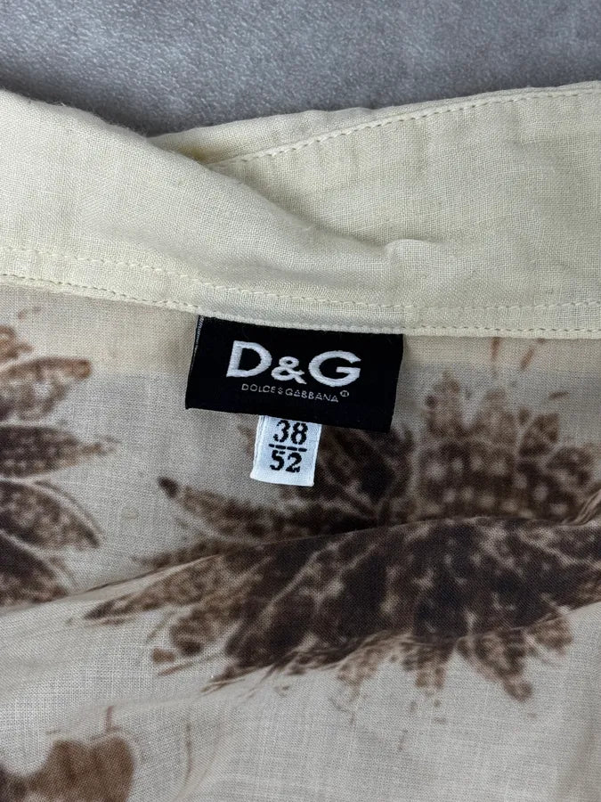 SS2004 Dolce & Gabbana Beige & Brown Old Floral Print Linen Shirt gMsmSFV 12